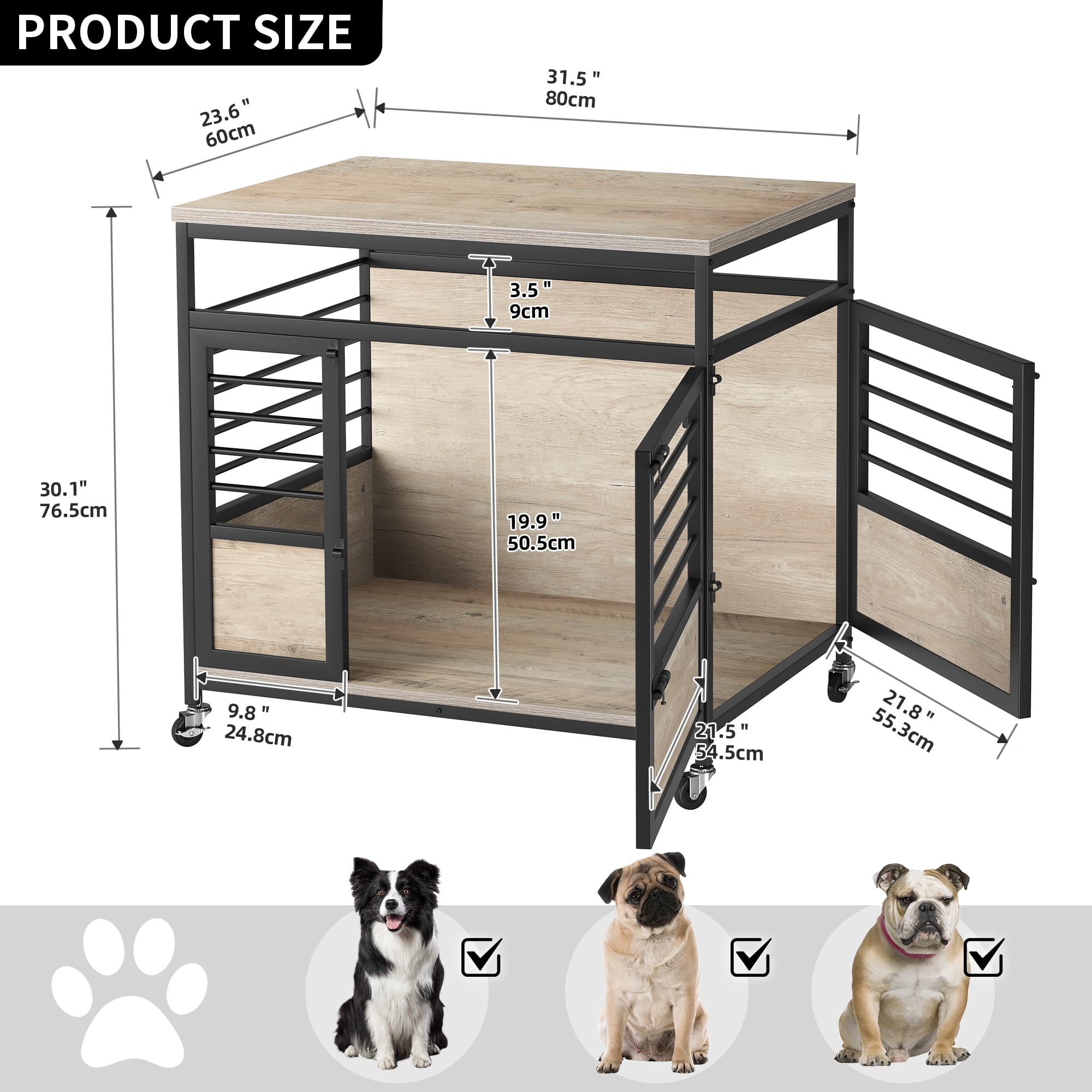Wooden Indoor Dog Crate Furniture with Wheels Liberia Ubuy