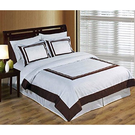 Cotton Duvet Comforter - White - Chocolate Twin / Twin XL 300 Thread Count 100% Combed Cotton Duvet Cover Set with Pillowshams & Goose Down Alternative Comforter