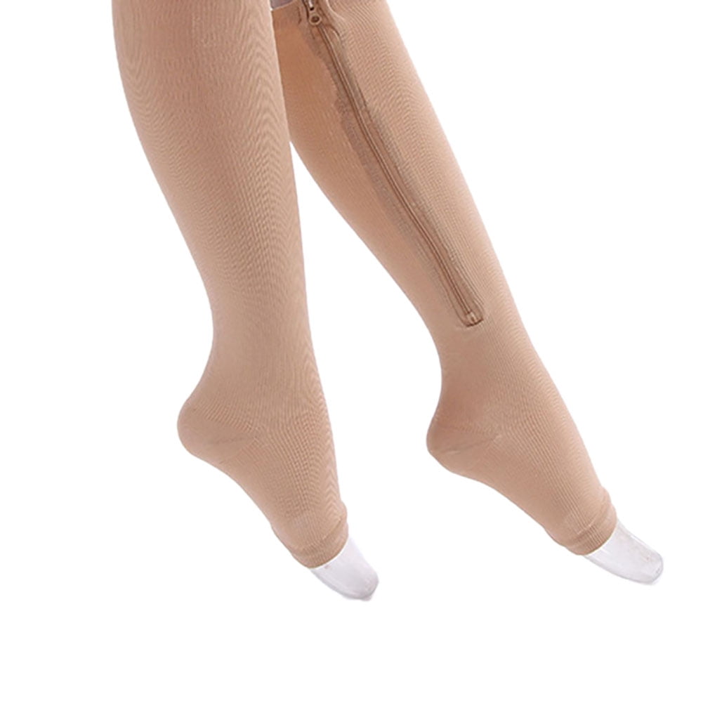 Zip Compression Socks for Women,SUPRROW Open Toe Compression Stockings  Zippered Medical Compression Socks with Zipper Safe Protection (L) :  : Clothing, Shoes & Accessories