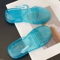 thumbnail image 5 of JDEFEG Girls' Jelly Sandals Comfort Summer Outdoor Casual Beach Shoes Non Slip Walking Shoes Girls Princess Shoes Children's Closed Toe Sandals Little Girl Baby Jelly Shoes Blue Size 11, 5 of 7