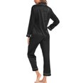 thumbnail image 3 of HYwys Womens Silky Satin Pajamas Long Sleeve Loungewear Two-piece Sleepwear Button-Down Pj Set, 3 of 6