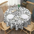 thumbnail image 3 of Black White Football Elements Pattern Round Tablecloth 60"x60",Wrinkle Wipeable Table Cloth for Kitchen Dining Room Picnic Patio Party, 3 of 6