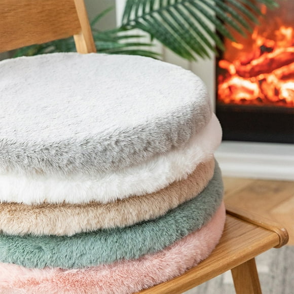 Usloyux 5Pcs Winter Warm Seat Cushion, Thick Soft Round Bubble Plush Chair Pad, Non-Slip Office Chair Cushion, Teen Desk Stool Mat for Home Office Study Study Desk
