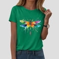 thumbnail image 2 of GEWSEY Women's Dragonfly Graphic Tees Trendy Casual Loose Summer Funny Cute Printed Short Sleeve Shirts Tops (Green, L), 2 of 8