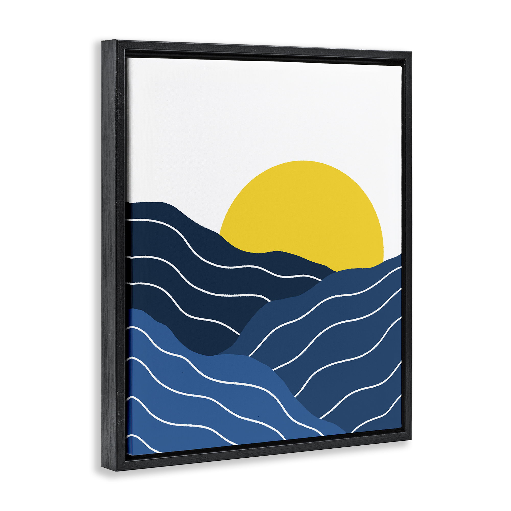 Stupell Industries Crisscross Sea Waves Landscape & Nature Painting Black Floater Framed Canvas Art Print Wall Art, 17 x 21