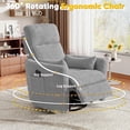 thumbnail image 3 of Homall 360° Power Swivel Recliner High Back Adult Rocker Recliner Chair with 2 Pillows for Nursing Expectant Mothers,Corduroy Gray, 3 of 7