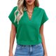 thumbnail image 1 of Top corto Fisoew para mujer, verano, cuello en V, manga corta, verde, 1 of 6