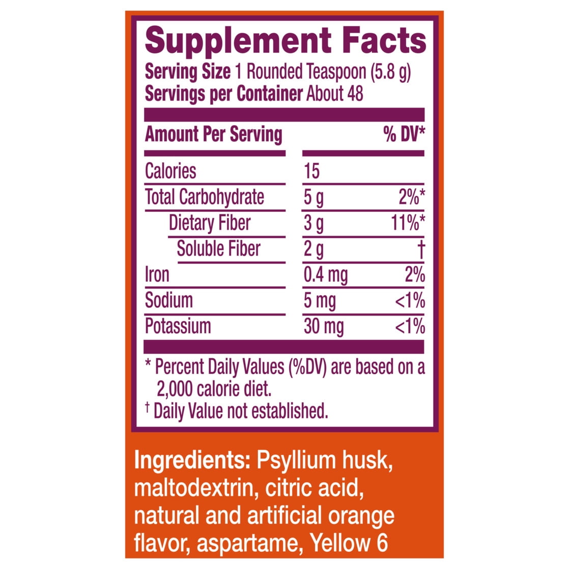 Metamucil Fiber Supplement, Fiber Powder for Digestive Health, Psyllium Husk Powder, 48 Servings