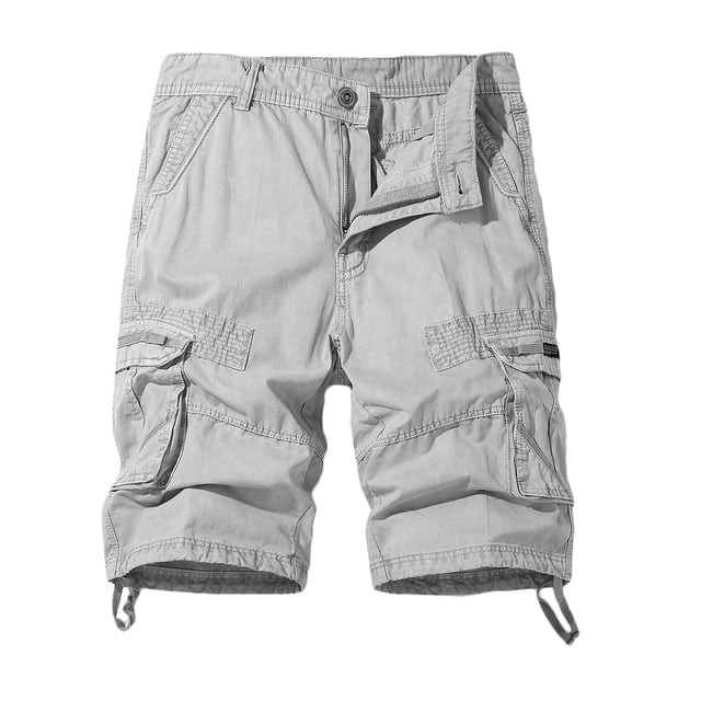 FAIWAD Men's Casual Elastic Waist Zipper Multi-Pockets Short Pants Drawstring Hem Loose Outdoor Shorts
