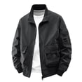 thumbnail image 5 of sdhkgrrt Plus Size Men's Zip Up Collared Long Sleeve Jacket Fall Winter Casual Basic Outwear Solid Trendy Work Business Coats, Black XL, 5 of 5