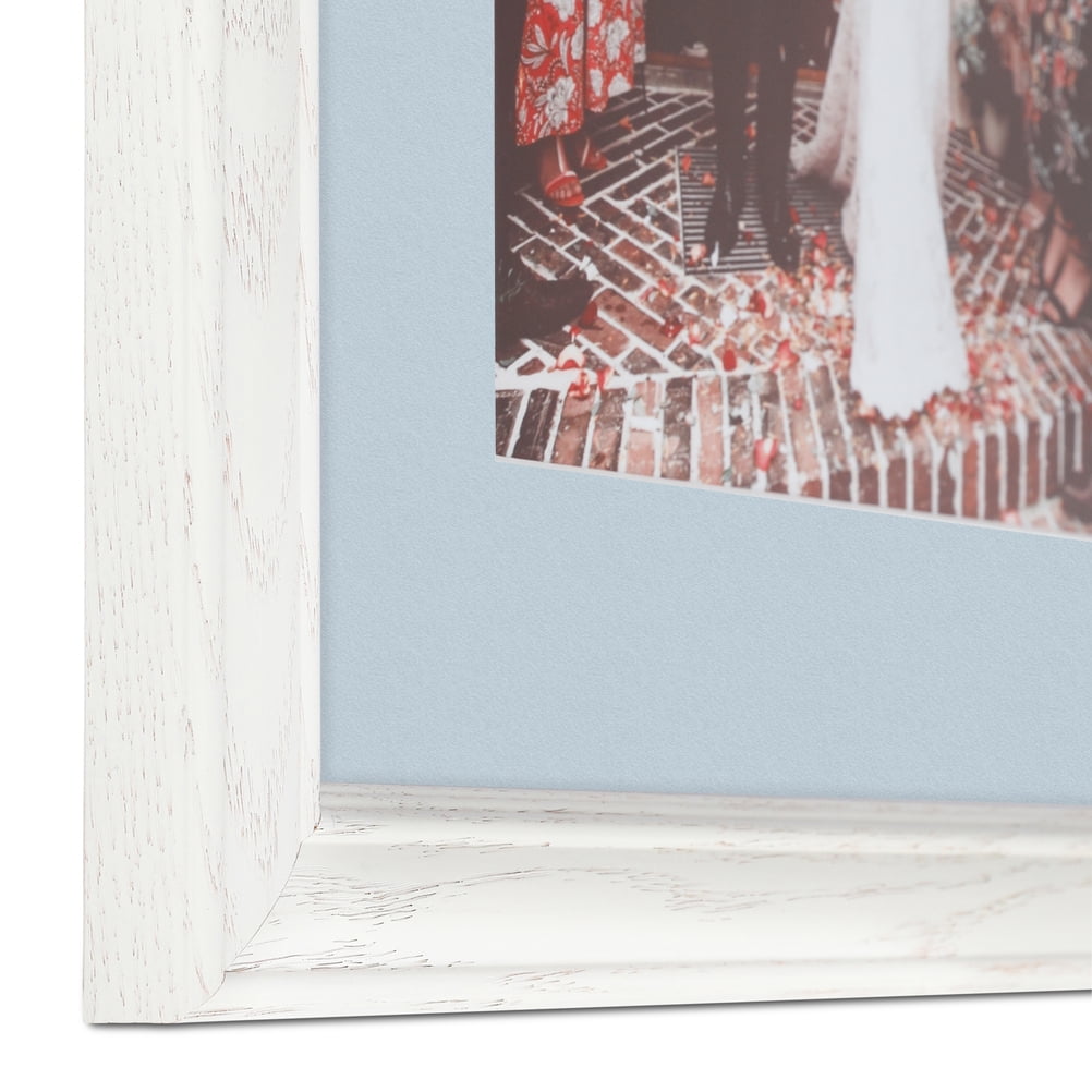 ArtToFrames 22x28" Matted Picture Frame with 18x24" Single Mat Photo Opening Framed in 1.25" Off White Wash on Ash and 2" Baby Blue Mat (FWM-4098-22x28)