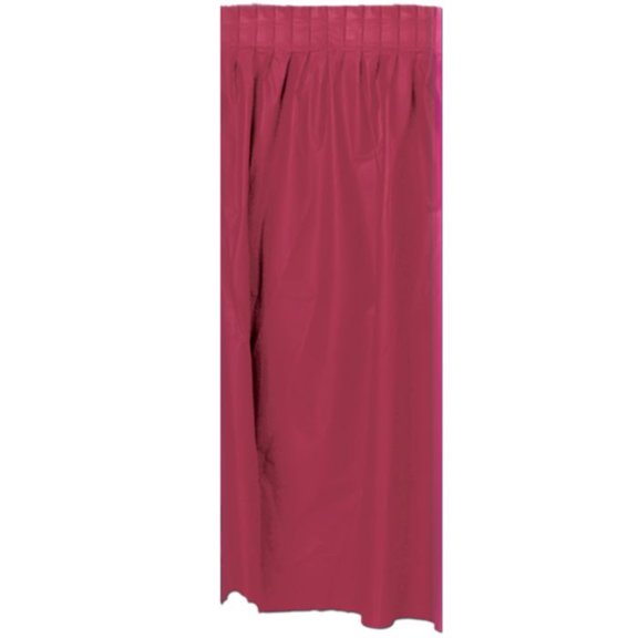 Beistle Pack of 6 Burgundy Pleated Disposable Plastic Picnic Party Table Skirts 14'