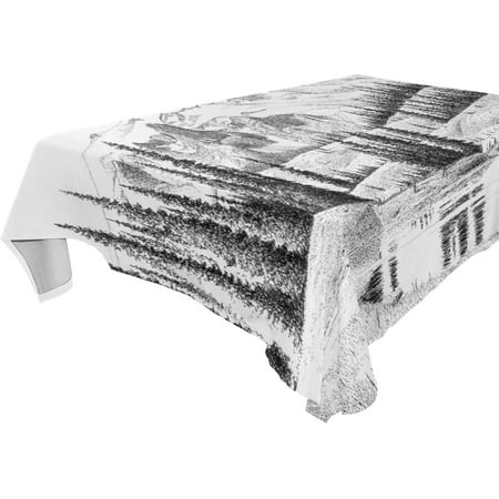SKYSONIC 60”x90" Square Tablecloth with Looking Up at Snowy Mountains Prints, Anti-Wrinkle and Smooth Table Cloth for Kitchen/Home Decoration