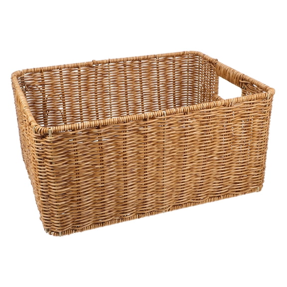 WASHWEPE Plastic Storage Basket Khaki Color with Fine Workmanship for Desktop and Shelf Use