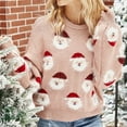 thumbnail image 4 of Tejiojio Christmas Matching Fashion Women Long Sleeve O-Neck Christmas Santa Print Loose Knit Sweater Top, 4 of 8
