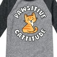 thumbnail image 3 of Pawsitive Cattitude  - Toddler And Youth Raglan Graphic T-Shirt, 3 of 6