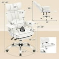 thumbnail image 3 of Costway Office Desk Chair Big and Tall Executive Office Chair with Footrest Lumbar Support White, 3 of 10