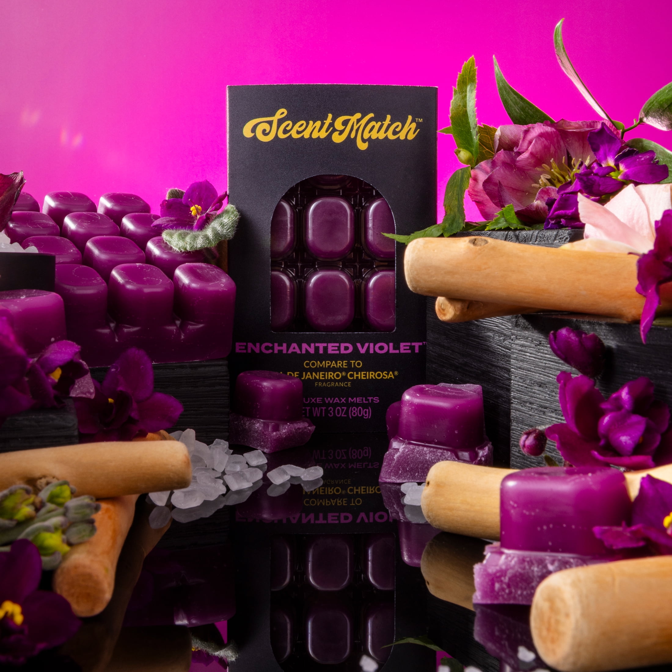 (3 pack) IllumiScents ScentMatch, 3 oz Wax Melts, Enchanted Violet (Compare to: Sol De Janeiro® Cheirosa 59™)
