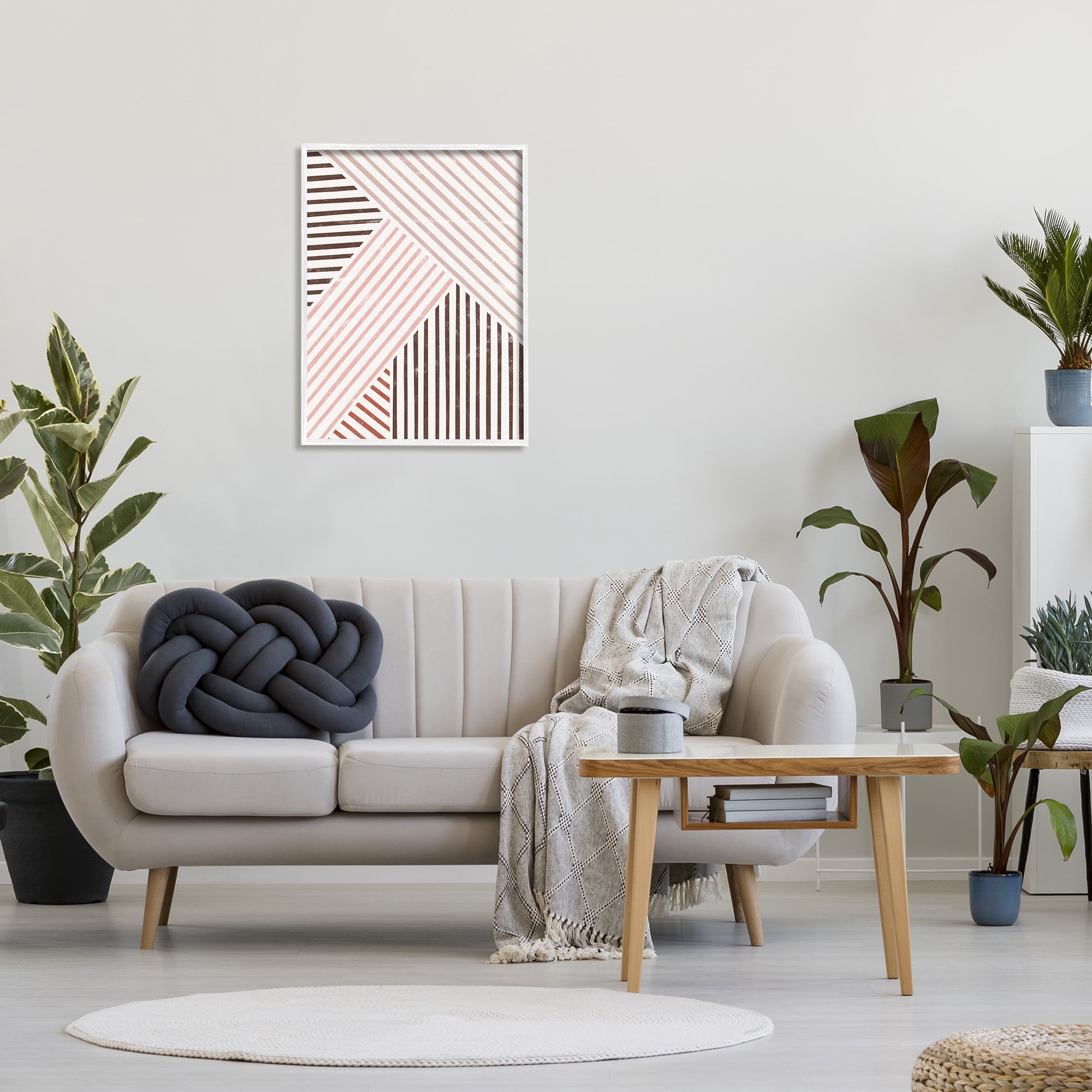 Stupell Alternating Stripes Earth Tones Abstract Painting White Framed Art Print Wall Art