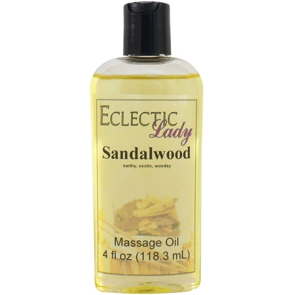 Sandalwood Massage Oil by Eclectic Lady, 4 oz, Sweet Almond Oil and Jojoba Oil
