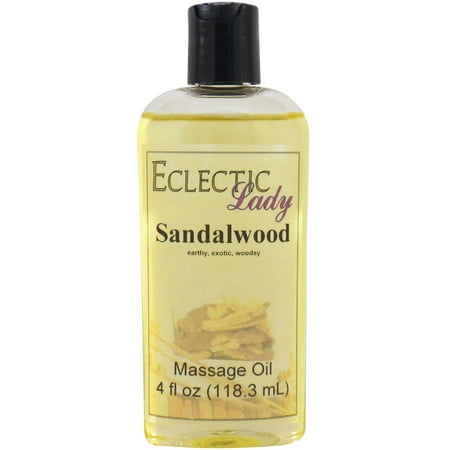 Sandalwood Massage Oil by Eclectic Lady, 4 oz, Sweet Almond Oil and Jojoba Oil