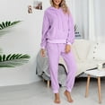 thumbnail image 2 of Womens Fuzzy Sherpa Fleece Pajamas Set Long Sleeve Hoodies Pajama Pants Cozy 2 Piece Outfits Loungewear Sleepwear Womens Clothes, 2 of 6