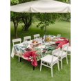 thumbnail image 3 of Outdoor Tablecloth with Umbrella Hole and Zipper, Christmas Poinsettia Rectangle Table Cloth 54x80 Inch Waterproof Tablecloth, Xmas Cardinal Pine Cone Branches Picnic Table Cover for Patio Camping, 3 of 7