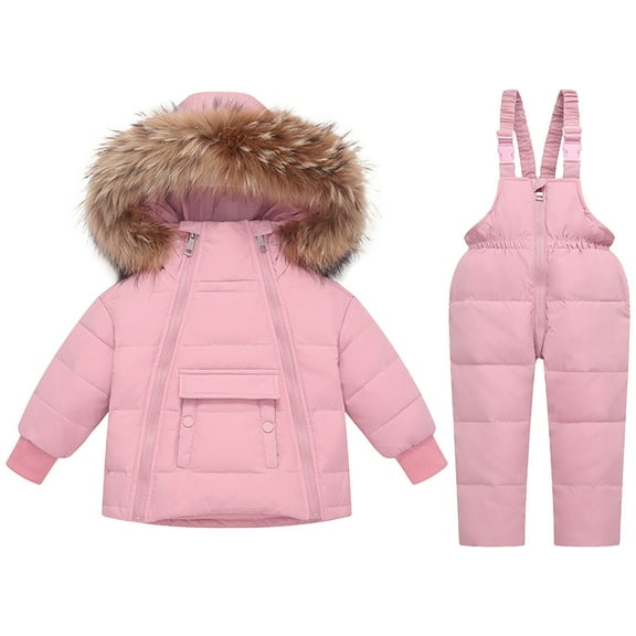 guisaled Baby Snowsuit Toddler Girl Snow Suit Winter Coat and Snow Bib Pants Boy Ski Suits Solid Windproof Waterproof Cold Weather Clothers