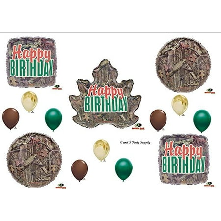 Mossy Oak Leaf Camouflage Happy Birthday Party Balloons