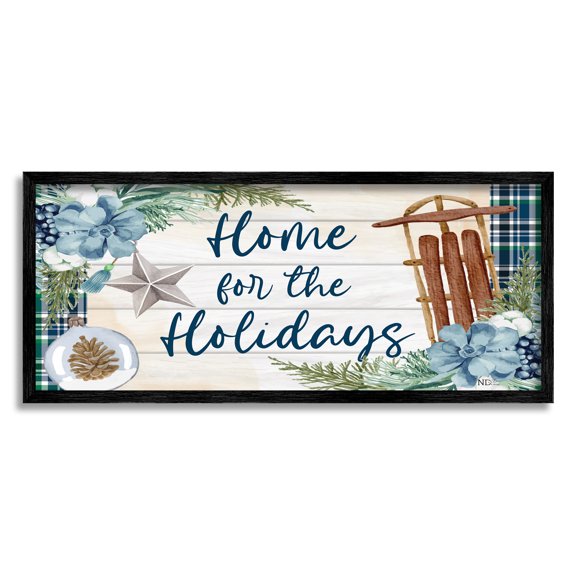 Stupell Industries Home For The Holidays Tartan Holiday Painting Black Framed Art Print Wall Art