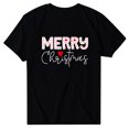 thumbnail image 1 of Blouse de Noël pour Femmes Hommes Col Rond Manches Courtes Joyeux Noël Imprimé Hauts de Famille T-Shirt Blouse Joyeux Noël de la Famille Hauts Manches Courtes pour Femmes Hauts Manches 3/4, 1 of 2