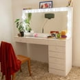 thumbnail image 3 of Boahaus Verona Large Vanity Desk with Mirror and Lights – 8 Drawer Makeup Vanity Table with Storage and Power Outlet, 3 of 12