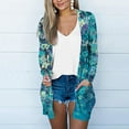 thumbnail image 2 of IROINNID Cardigan for Women Open Front On Sale Lightweight Printing Long Sleeve Casual Outerwear Blouse Cardigan Outerwear with Pocket,Blue A, 2 of 5