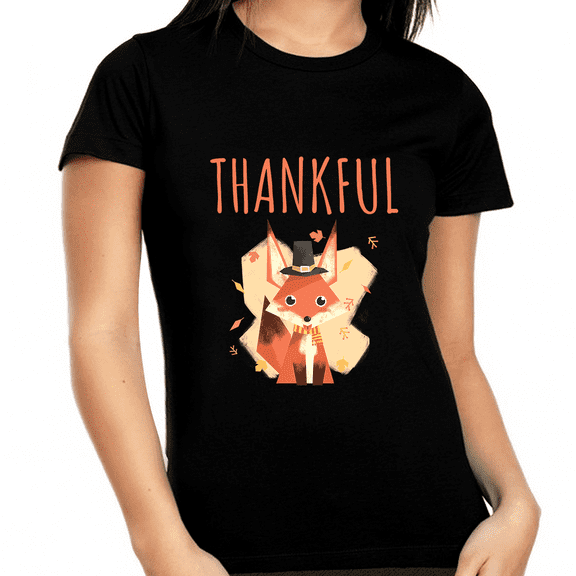Plus Size Thanksgiving Shirts for Women Cute Fox Shirt Fall Shirts Women Plus Size Thankful Shirts for Women