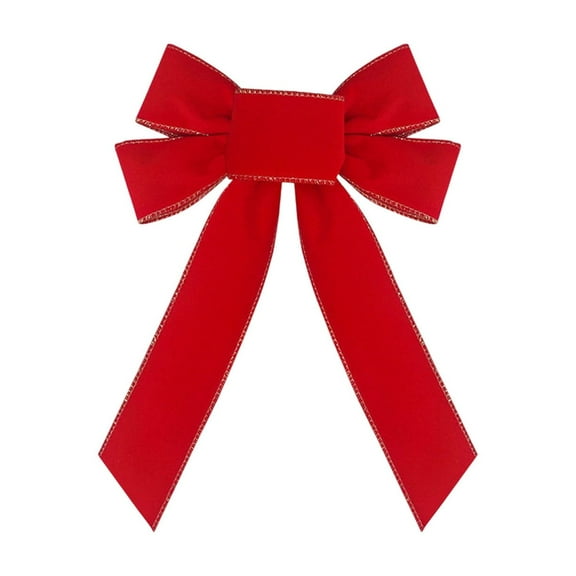 yulier Red Velvet Ribbon Bow for Christmas Tree Wreath Garland Decoration, Large Xmas Bow Ornaments for Christmas Party Fence Stairs Railing Fireplace Indoor Outdoor Front Door Decor