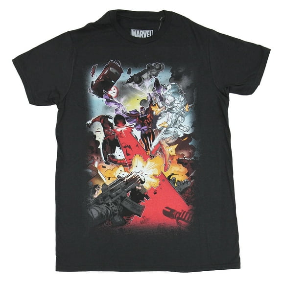 X-Men (Marvel Comics) Mens T-Shirt - Magneto White Queen Cyclops Attacking Together