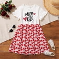 thumbnail image 3 of Kids Girl Clothes Little Girls Dress Short Sleeve Letter Print Dress 7-8 Years Heart Print Summer Dress White, 3 of 8