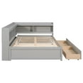 thumbnail image 7 of Full Size Captain Bed Frame with L-Shaped Bookcase and 2 Drawers, Wooden Daybed Platform Bed with Storage Headboard for Teens Adults Boys Girls, No Box Spring Needed, Grey, 7 of 7