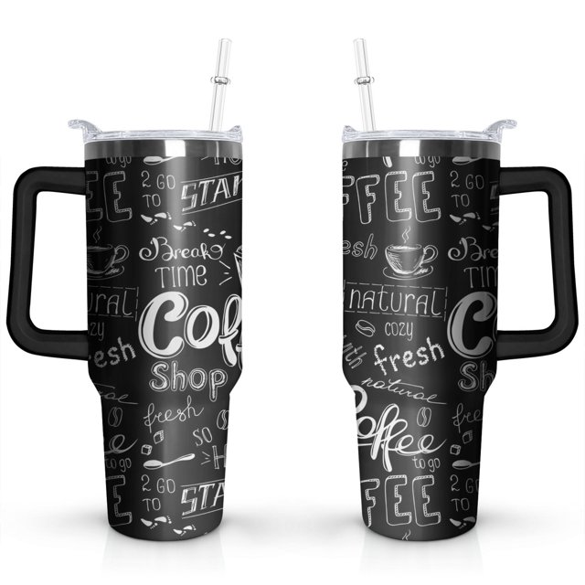 Coffee 40oz Stainless Steel Vacuum Insulated Tumbler with Lid and Straw for Water Iced Tea Coffee Smoothie and More