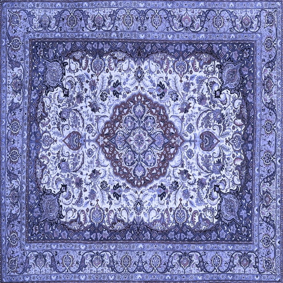Ahgly Company Indoor Square Medallion Blue Traditional Area Rugs, 3' Square