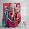 thumbnail image 4 of Abstract Red Small Stall Shower Curtain, Waterproof Shower Curtains for Bathroom, Painting Buildings Geometric Color Block Washable Fabric Bath Curtain for Bathtub Decoration with Hooks 36x72 Inches, 4 of 9