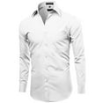 thumbnail image 2 of Alberto Cardinali Men's Tailored Fit Long Sleeve Wrinkle Resistant Dress Shirt (White,M (15-15½) sleeve: 32/33), 2 of 3