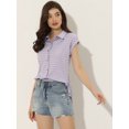 thumbnail image 3 of Camisa a cuadros Allegra K con cuello Abotonado y puños Enrollados Lila S, 3 of 5