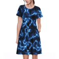 thumbnail image 1 of Bixox Robe d'Été à Manches Courtes pour Femmes Robe Ample Longueur Genou avec Poches-Bleu Éclair, 1 of 7