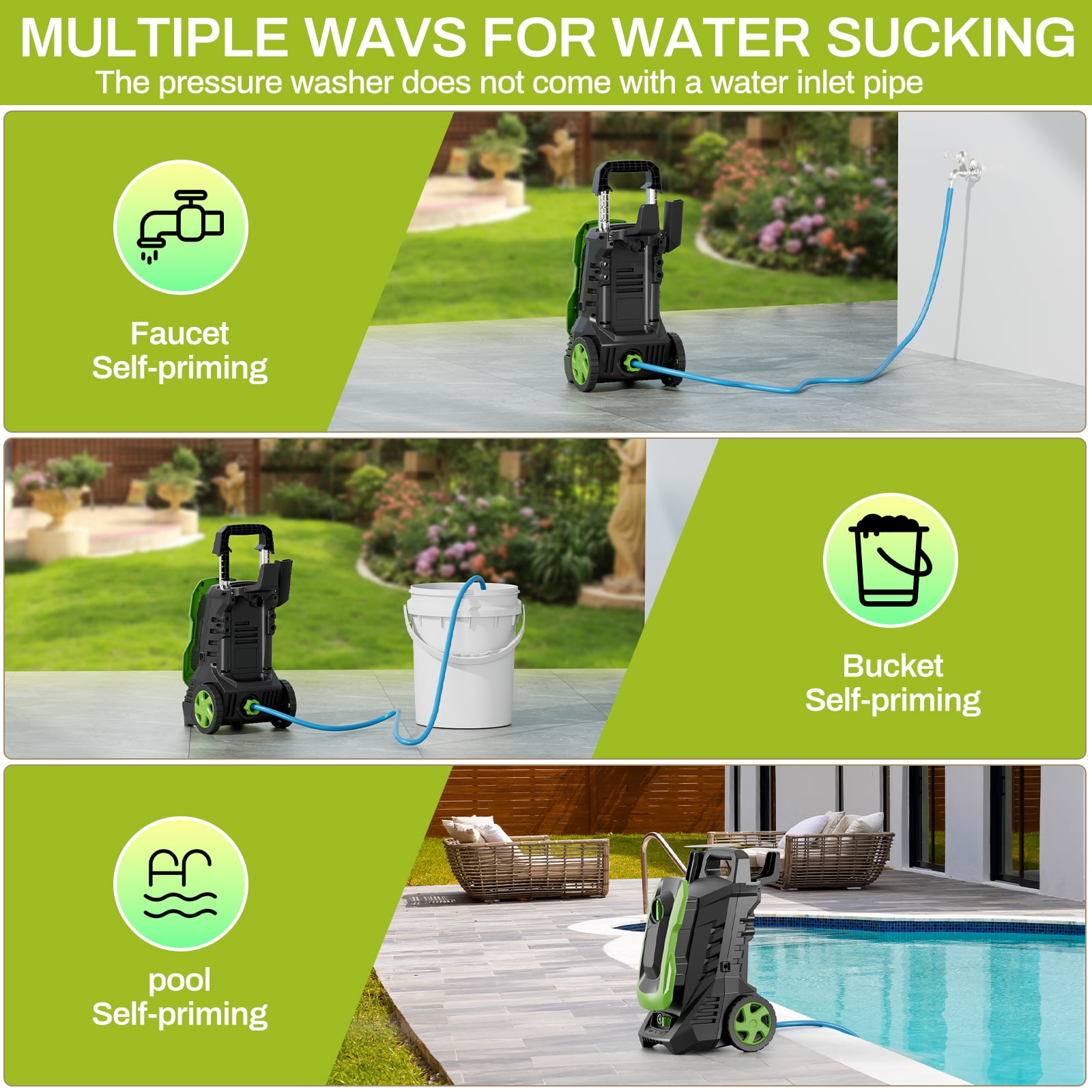 Pirecart Electric Pressure Washer 2700 PSI 1.7 GPM Power Washer with 4 Quick Connect Nozzles, Foam Cannon, Home/Driveway/Car Wash/Patio/Fence Power Washer with Surface Cleaner