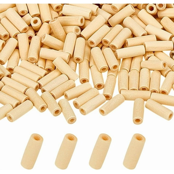 1000Pcs Wood Tube Beads with 4mm Hole Tube Wooden Bead Unfinished Wood Spacer Beads Natural Unfinished Wooden Bead