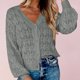 thumbnail image 3 of Suéter de ganchillo calado con cuello en V cárdigan básico para mujer traje diario de estilo informal, 3 of 6