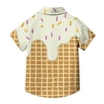 thumbnail image 4 of MGDXOX Kids Short Sleeve Ice Cream Print Button Down Shirt Lightweight Breathable Spring Summer Fun Casual Wear Beige 5-6 years, 4 of 8