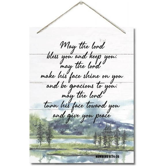 Zomyto Numbers 6:24-26 Decor Sign, May The Lord Bless You and Protect You Scripture Sign, Hanging Printed Wall Plaque Wood Signs, Bible Verse, Christian Gift 10x8 inch