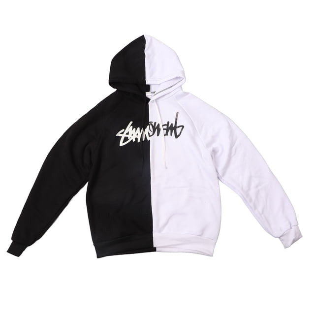 Sudadera con capucha para hombre, de manga larga, con bloques de color, cómoda y moderna, para la escuela, el trabajo, citas, reuniones, color negro y blanco, talla L